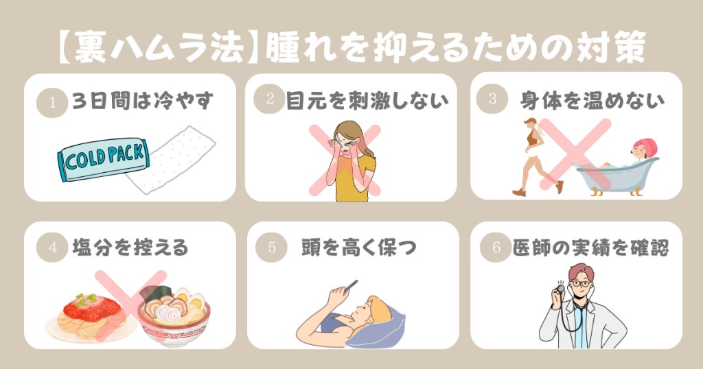 裏ハムラ法の腫れを抑えるためにできること