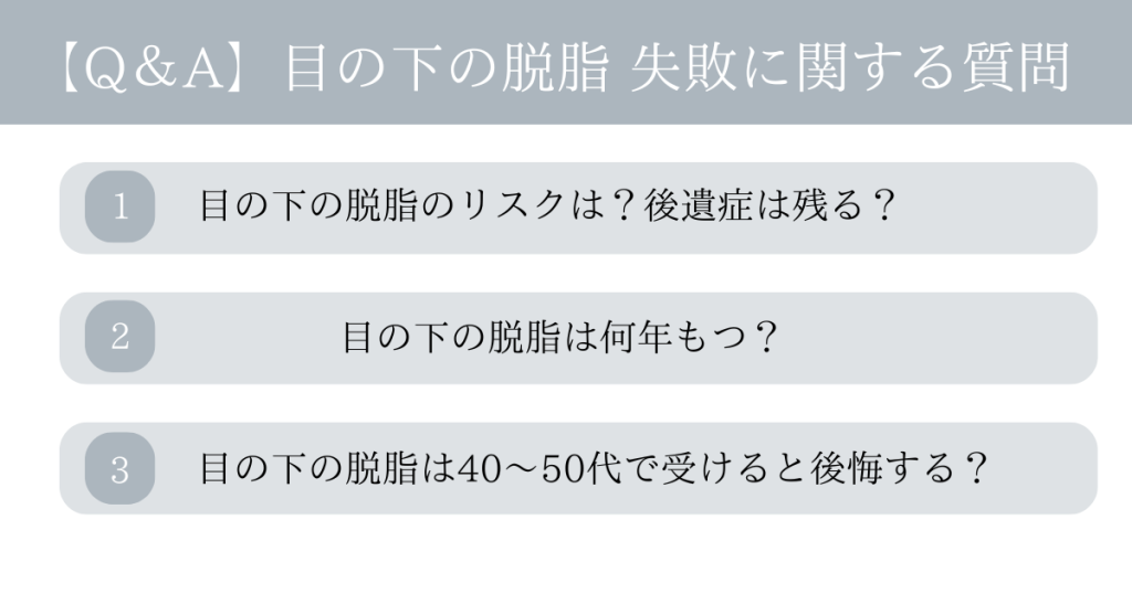 助けて！目の下の脱脂で失敗！？に関するよくある質問